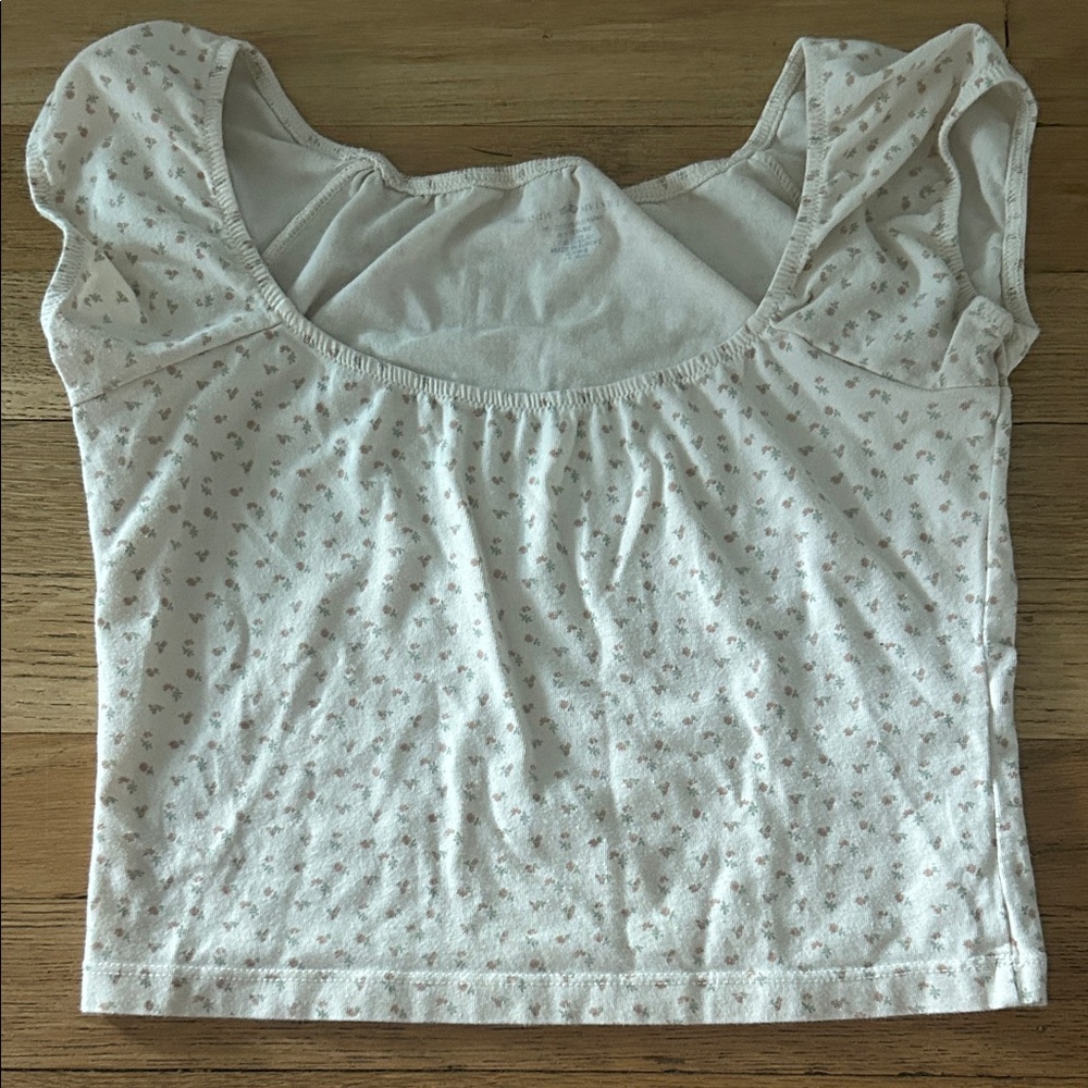 Brandy Melville Cream Floral Blouse